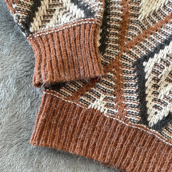 Pol Chunky 3D Knit Eyelash Diamond Sweater Women's LARGE Brown - Picture 2 of 6